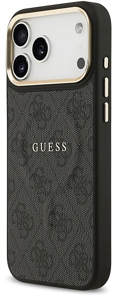 Telefon tok Guess PU Leather 4G Gold Frame iPhone 17 Pro Max fekete MagSafe tok ...