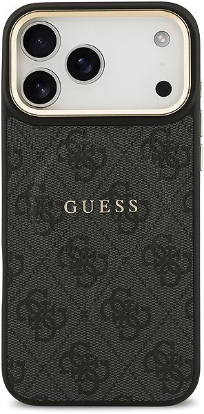 Telefon tok Guess PU Leather 4G Gold Frame iPhone 17 Pro Max fekete MagSafe tok ...