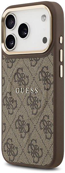 Handyhülle Guess PU Leather 4G Gold Frame MagSafe Back Cover für iPhone 17 Pro Brown ...