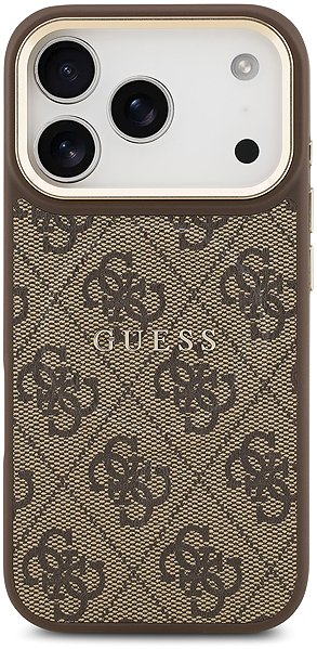 Handyhülle Guess PU Leather 4G Gold Frame MagSafe Back Cover für iPhone 17 Pro Brown ...
