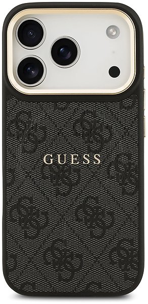 Telefon tok Guess PU Leather 4G Gold Frame iPhone 17 Pro fekete MagSafe tok ...
