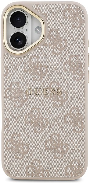 Handyhülle Guess PU Leather 4G Gold Frame MagSafe Back Cover für iPhone 17 Pink ...
