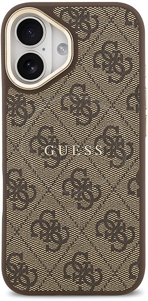 Handyhülle Guess PU Leather 4G Gold Frame MagSafe Back Cover für iPhone 17 Brown ...