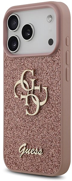 Telefon tok Guess PU Fixed Glitter 4G Metal Logo iPhone 17 Pro rózsaszín tok ...