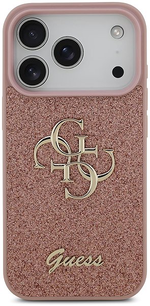 Telefon tok Guess PU Fixed Glitter 4G Metal Logo iPhone 17 Pro rózsaszín tok ...