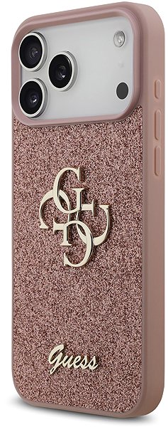 Handyhülle Guess PU Fixed Glitter 4G Metal Logo Rückschale für iPhone 17 Pro Max Pink ...