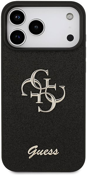 Handyhülle Guess PU Fixed Glitter 4G Metal Logo Back Cover für iPhone 17 Pro Max Black ...