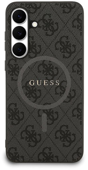 Handyhülle Guess PU Leather 4G Colored Ring MagSafe Rück-Cover für Samsung Galaxy S25 FE schwarz ...