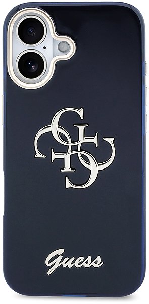 Handyhülle Guess IML 4G Script Metal Logo Back Cover für iPhone 17 Blue ...