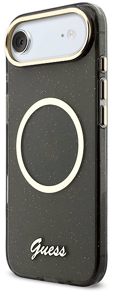 Telefon tok Guess IML Glitter Script Strap MagSafe hátlap, iPhone Air, Black ...