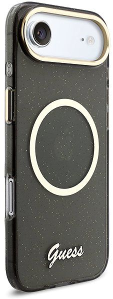 Telefon tok Guess IML Glitter Script Strap MagSafe hátlap, iPhone Air, Black ...