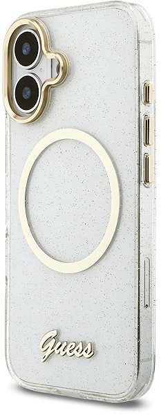 Handyhülle Guess IML Glitter Script Strap MagSafe Back Cover für iPhone 17 Transparent ...