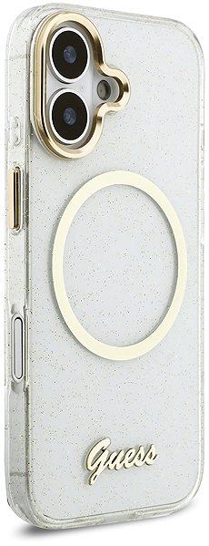 Handyhülle Guess IML Glitter Script Strap MagSafe Back Cover für iPhone 17 Transparent ...