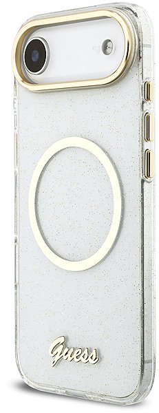 Telefon tok Guess IML Glitter Script Strap MagSafe, hátlapi, iPhone Air, Transparent ...