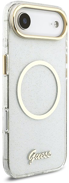 Telefon tok Guess IML Glitter Script Strap MagSafe, hátlapi, iPhone Air, Transparent ...