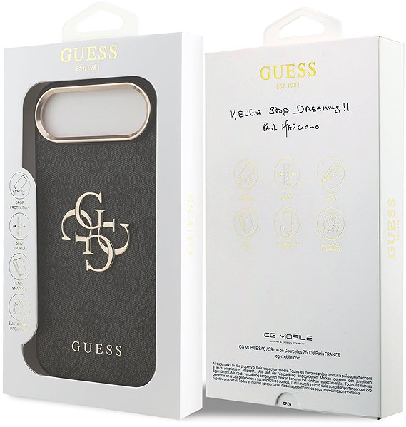 Handyhülle Guess PU Leather 4G Metal Logo Gold Frame Rückschutzhülle für iPhone Air Black ...