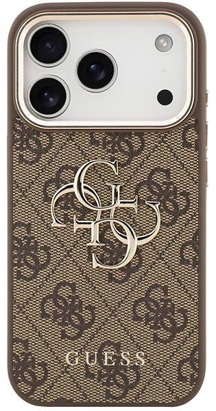 Handyhülle Guess PU Leather 4G Metal Logo Gold Frame Rückschutzhülle für iPhone 17 Pro Max Brown ...