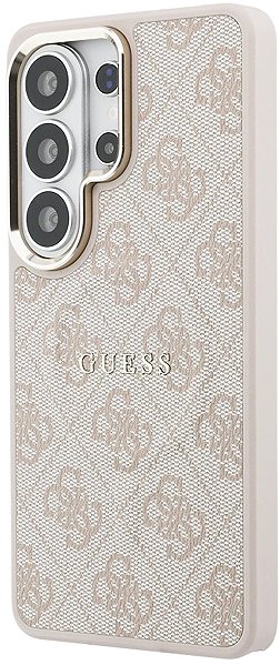 Handyhülle Guess PU Leather 4G Strass Triangle Logo Gold Frame Magnetic Back Cover für Samsung Galaxy S26 Pink ...