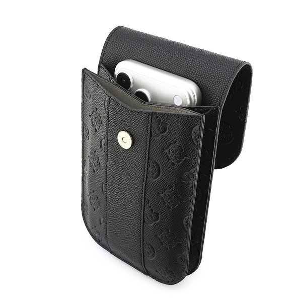 Softcase-Handyhülle Guess PU 4G Peony Stripe Metal Logo Handytasche Schwarz ...
