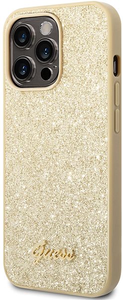 Handyhülle Guess PC/TPU Glitter Flakes Metal Logo Back Cover für iPhone 14 Pro Gold ...