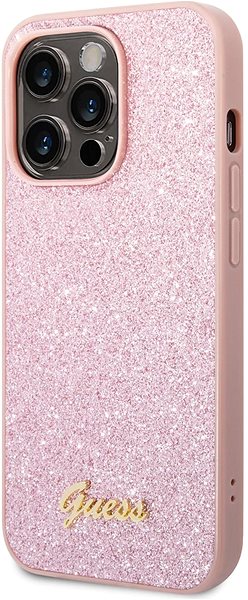 Telefon tok Guess PC/TPU Glitter Flakes Metal Logo Hátlap tok az iPhone 14 Pro készülékhez - rózsaszín ...