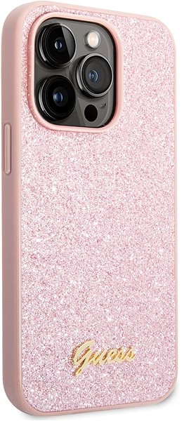 Handyhülle Guess PC/TPU Glitter Flakes Metal Logo Back Cover für iPhone 14 Pro Pink ...
