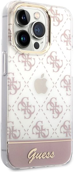 Handyhülle Guess PC/TPU Peony Glitter Script Logo Back Cover für iPhone 14 Pro Pink ...