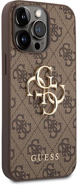Handyhülle Guess PU 4G Metal Logo Back Cover für iPhone 14 Pro Brown ...