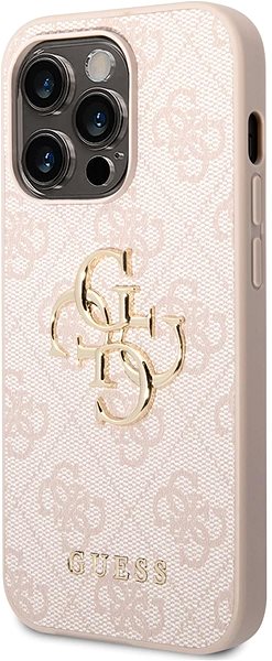 Telefon tok Guess PU 4G Metal Logo Hátlap tok az iPhone 14 Pro Max készülékhez - rózsaszín ...