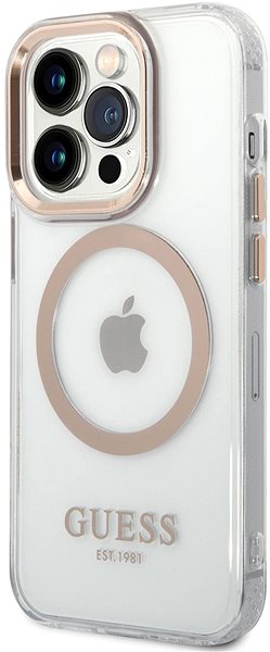 Handyhülle Guess Transparent MagSafe kompatibles Back Cover für iPhone 14 Pro Gold ...