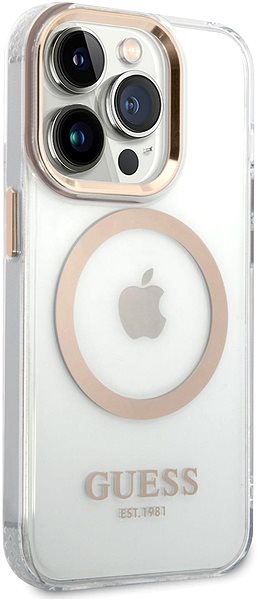 Handyhülle Guess Transparent MagSafe kompatibles Back Cover für iPhone 14 Pro Gold ...