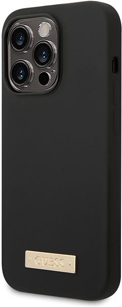 Telefon tok Guess Silicone Metal Logo MagSafe kompatibilis iPhone 14 Pro Max fekete hátlap tok ...