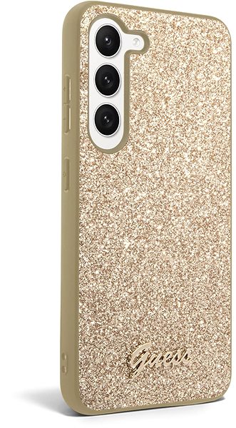 Handyhülle Guess PC/TPU Glitter Flakes Metal Logo Back Cover für Samsung Galaxy S23+ Gold ...