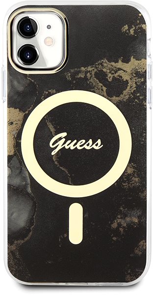 Handyhülle Guess Marble IML MagSafe kompatibles Back Cover für iPhone 11 Black ...