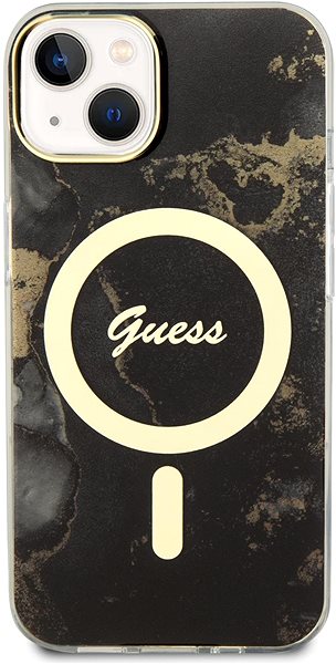 Handyhülle Guess Marble IML MagSafe kompatibles Back Cover für iPhone 13 schwarz ...