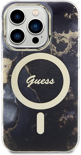 Handyhülle Guess Marble IML MagSafe kompatibles Back Cover für iPhone 13 Pro Black ...