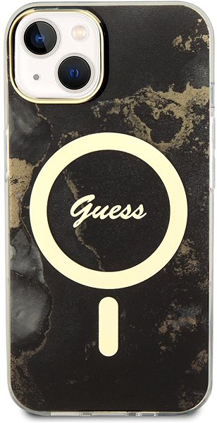 Handyhülle Guess Marble IML MagSafe kompatibles Back Cover für iPhone 14 Black ...