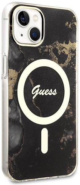 Handyhülle Guess Marble IML MagSafe kompatibles Back Cover für iPhone 14 Black ...