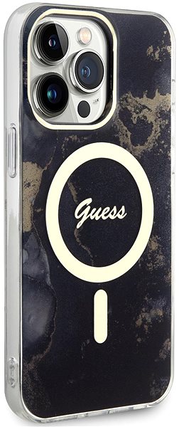 Handyhülle Guess Marble IML MagSafe kompatibles Back Cover für iPhone 14 Pro Max Black ...