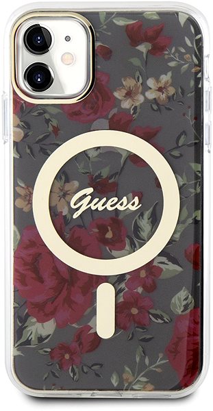 Handyhülle Guess PC/TPU Flowers IML MagSafe kompatibles Back Cover für iPhone 11 khakifarben ...