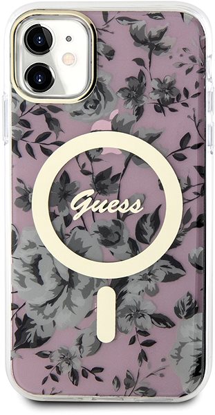 Handyhülle Guess PC/TPU Flowers IML MagSafe kompatibles Back Cover für iPhone 11 rosa ...