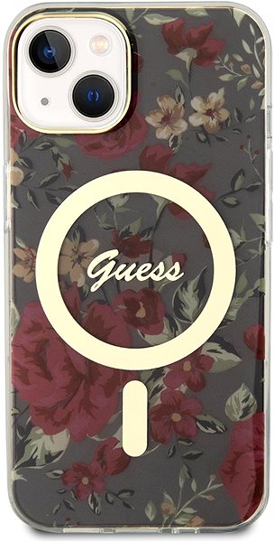 Handyhülle Guess PC/TPU Flowers IML MagSafe kompatibles Back Cover für iPhone 13 Kaki ...