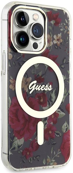Handyhülle Guess PC/TPU Flowers IML MagSafe kompatibles Back Cover für iPhone 13 Pro khakifarben ...