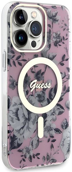 Telefon tok Guess PC/TPU Flowers IML MagSafe kompatibilis iPhone 13 Pro Max hátlap tok, rózsaszín ...