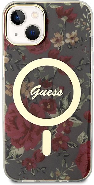 Handyhülle Guess PC/TPU Flowers IML MagSafe kompatibles Back Cover für iPhone 14 Kaki ...