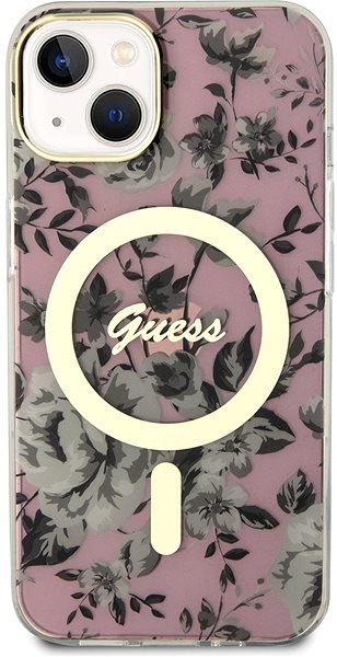 Handyhülle Guess PC/TPU Flowres IML MagSafe kompatibles Back Cover für iPhone 14 Pink ...