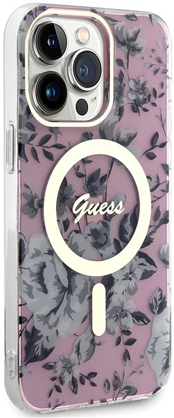 Handyhülle Guess PC/TPU Flowers IML MagSafe kompatibles Back Cover für iPhone 14 Pro Max Pink ...