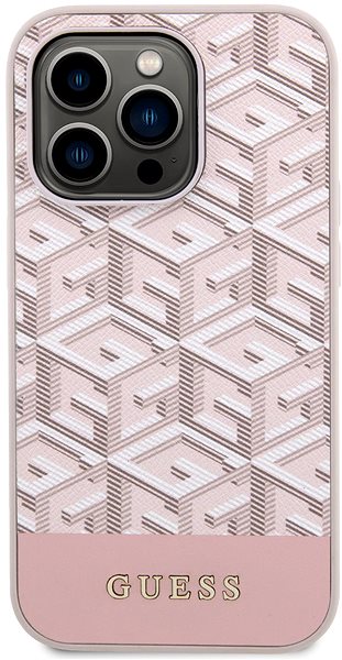 Telefon tok Guess PU G Cube iPhone 13 Pro rózsaszín MagSafe kompatibilis tok ...
