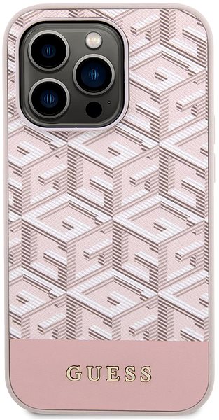 Telefon tok Guess PU G Cube  iPhone 14 Pro rózsaszín MagSafe kompatibilis tok ...