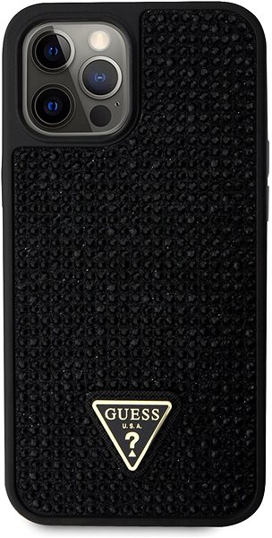 Handyhülle Guess Rhinestones Triangle Metal Logo Cover für iPhone 12/12 Pro Black ...